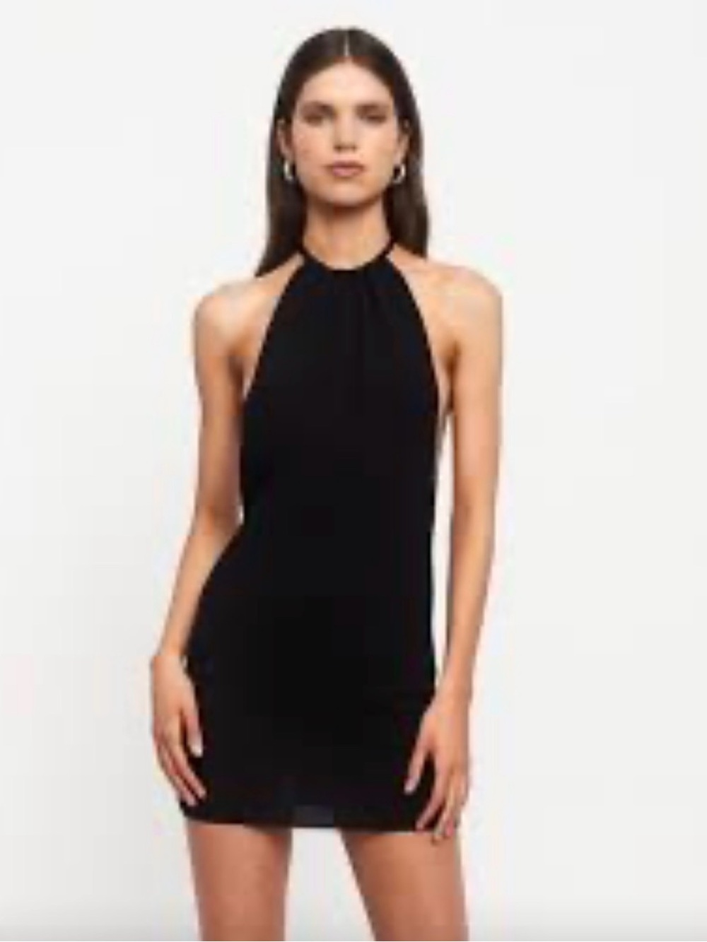 NWT Lioness The Ray Mini Dress Black Halter Backless Knit Size 4